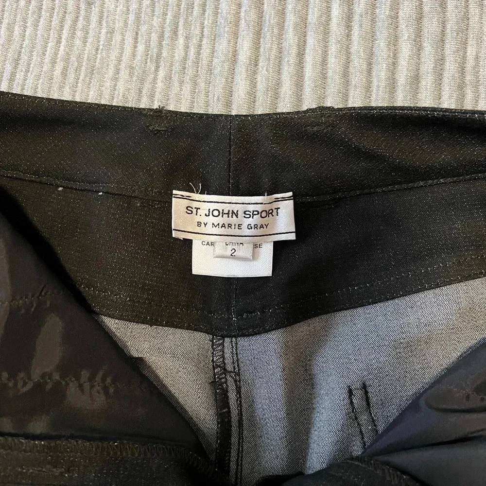 Women’s Vintage St. John Sport Black Denim 2 Piece Suit Jacket Trouser Pants 2 P - Picture 10 of 14